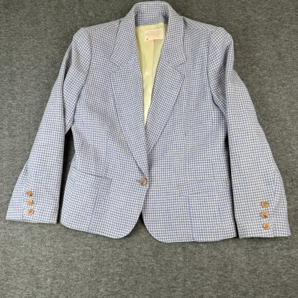 Pendleton Jackets & Blazers - VTG Pendleton Pure Wool Plaid Blazer Single Button Jacket Shoulder Pads Sz Small